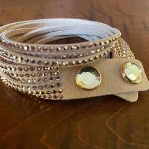 Leather Wrap Bracelet by Swarovski - Tan